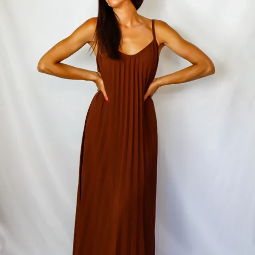 Vestido Tablas Marrón