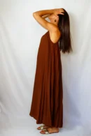Vestido Tablas Marrón