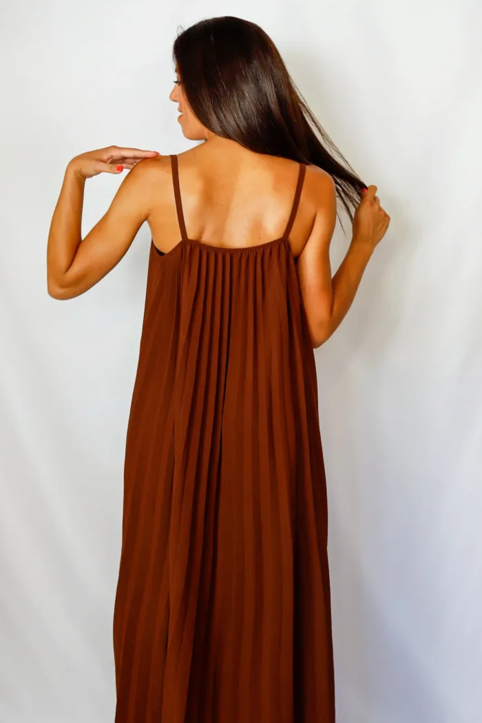 Vestido Tablas Marrón - Imagen 3