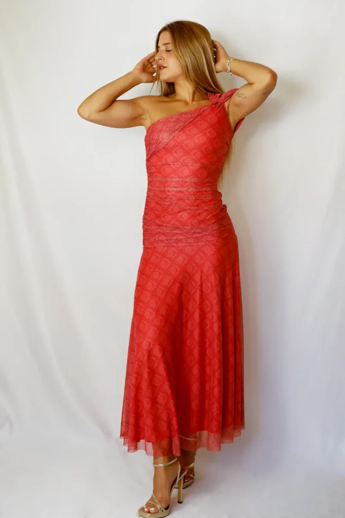 Vestido Midi Asimétrico Rosa