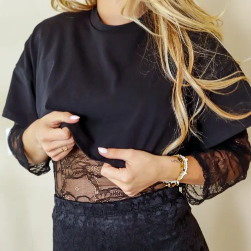 Camiseta Encaje Negro